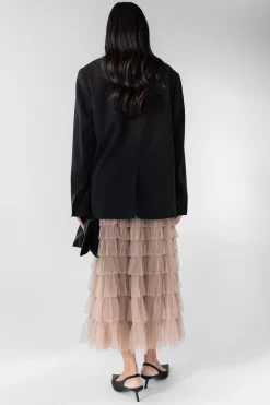 SHEER TIERED MAXI SKIRT