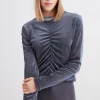 SHINY TOP WITH FRONT GATHER DETAIL