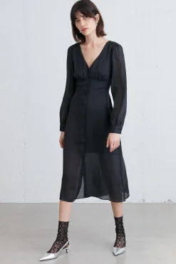 SHIRT CHIFFON MIDI DRESS