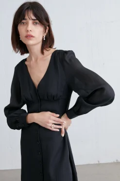 SHIRT CHIFFON MIDI DRESS