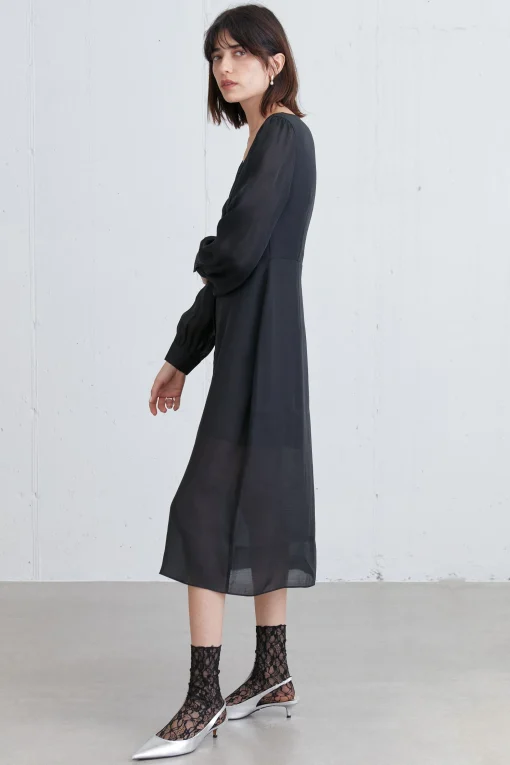 SHIRT CHIFFON MIDI DRESS