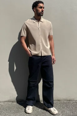 SHORT SLEEVE BUTTON UP SWEATER