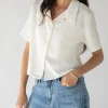 SHORT SLEEVE CRINKLE BUTTON UP