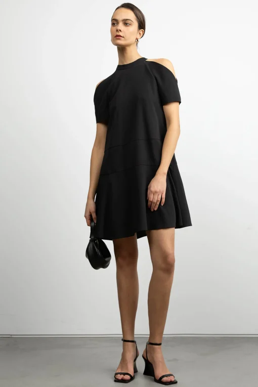 SHORT SLEEVE MOCKNECK MINI DRESS