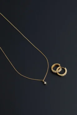 925 SILVER - 16K GOLD EARRING AND NECKLACE GIFT SET