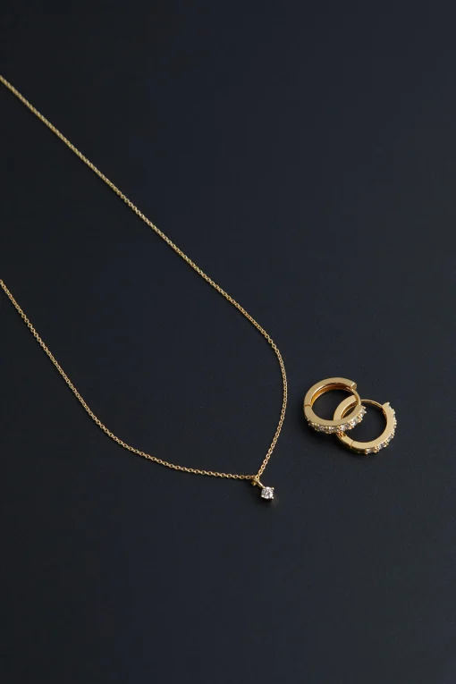 925 SILVER - 16K GOLD EARRING AND NECKLACE GIFT SET