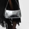 SILVER VINYL SHOULDER BAG