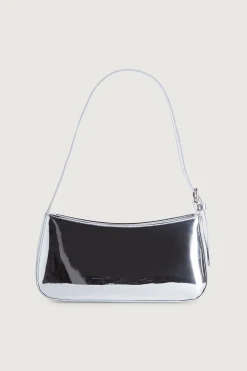 SILVER VINYL SHOULDER BAG