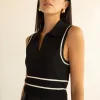 SLEEVELESS COLLARED KNIT TANK