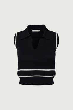 SLEEVELESS COLLARED KNIT TANK