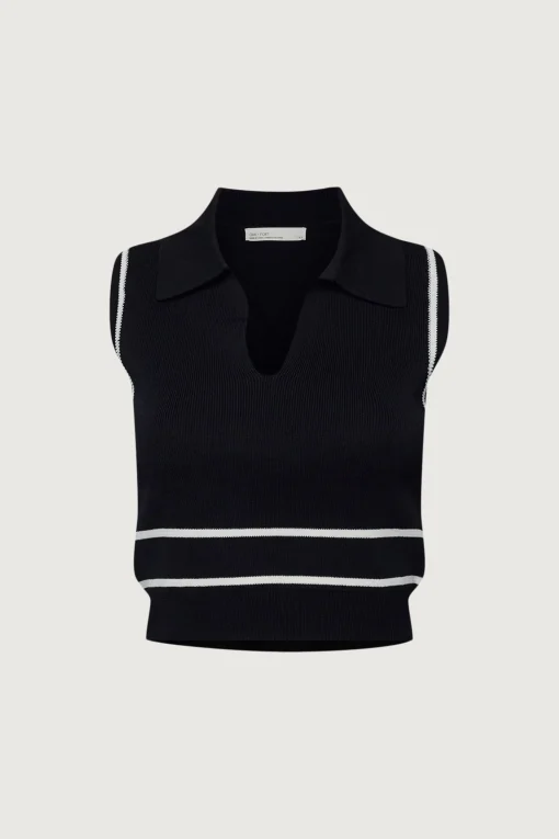 SLEEVELESS COLLARED KNIT TANK