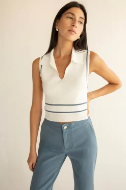 SLEEVELESS COLLARED KNIT TANK