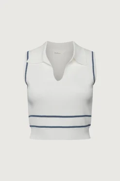 SLEEVELESS COLLARED KNIT TANK