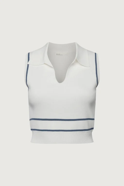 SLEEVELESS COLLARED KNIT TANK