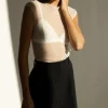 SLEEVELESS DOTTED MESH TOP