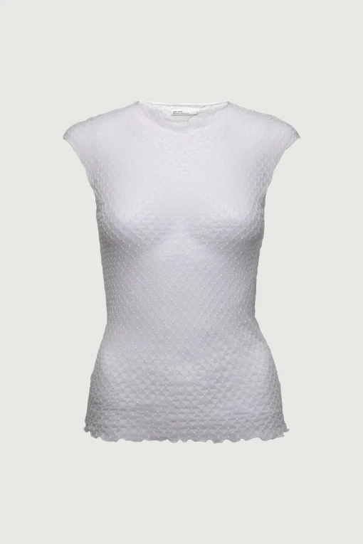 SLEEVELESS DOTTED MESH TOP