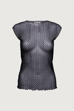 SLEEVELESS DOTTED MESH TOP