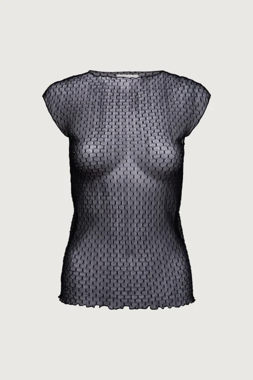 SLEEVELESS DOTTED MESH TOP