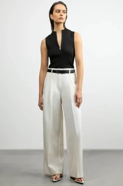 SLEEVELESS MOCKNECK HALF-ZIP SWEATER