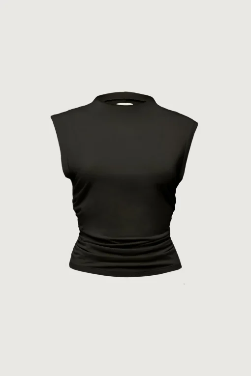SLEEVELESS MOCKNECK TOP
