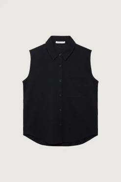 SLEEVELESS OVERSIZED KNIT SHIRT