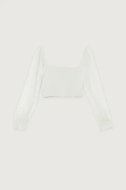 SMOCKED RUFFLE SLEEVE BLOUSE