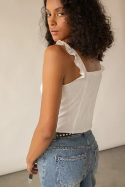 SMOCKED TOP WITH RUFFLE STRAPS