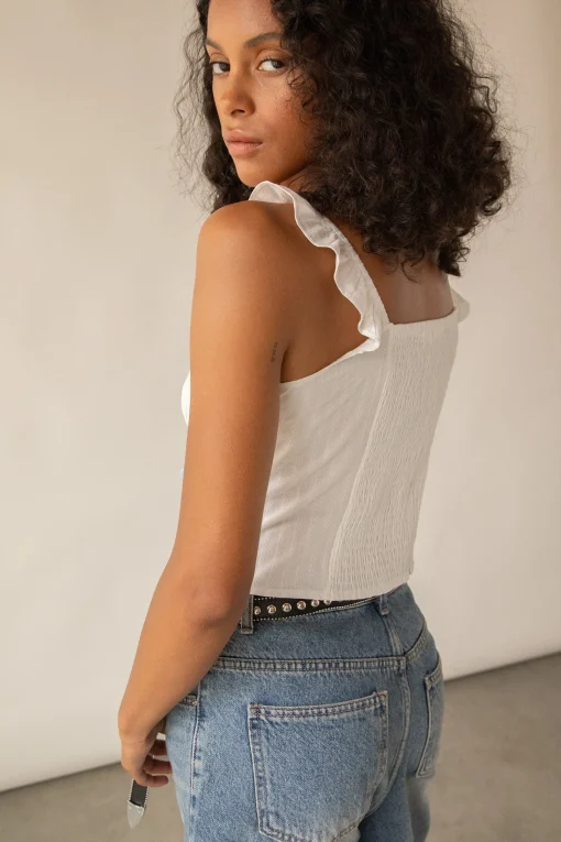 SMOCKED TOP WITH RUFFLE STRAPS