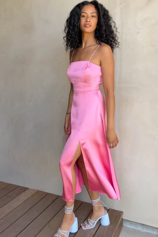 SQUARE NECK OPEN BACK DRESS
