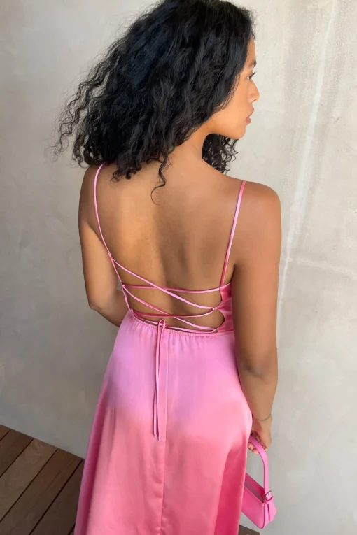 SQUARE NECK OPEN BACK DRESS