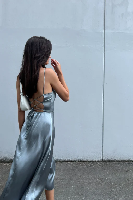 SQUARE NECK OPEN BACK DRESS
