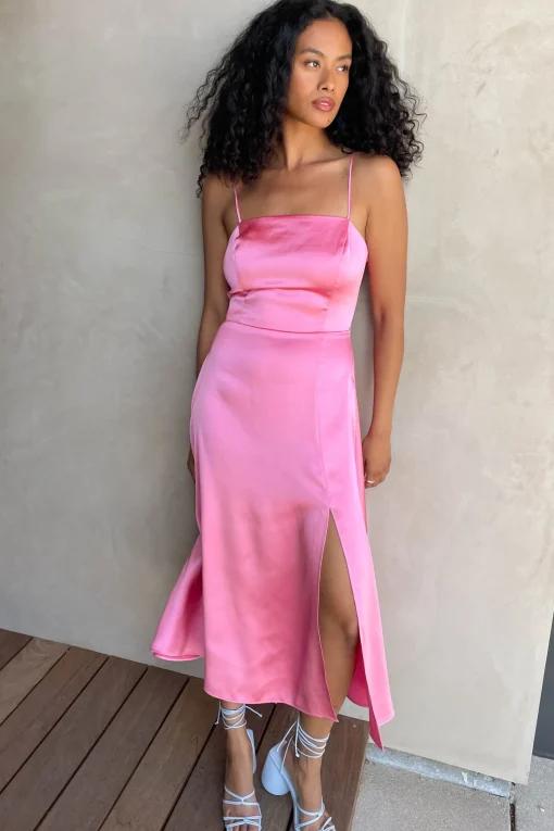 SQUARE NECK OPEN BACK DRESS