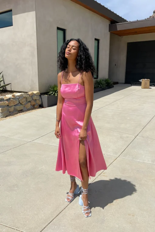 SQUARE NECK OPEN BACK DRESS