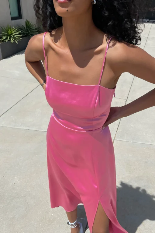 SQUARE NECK OPEN BACK DRESS
