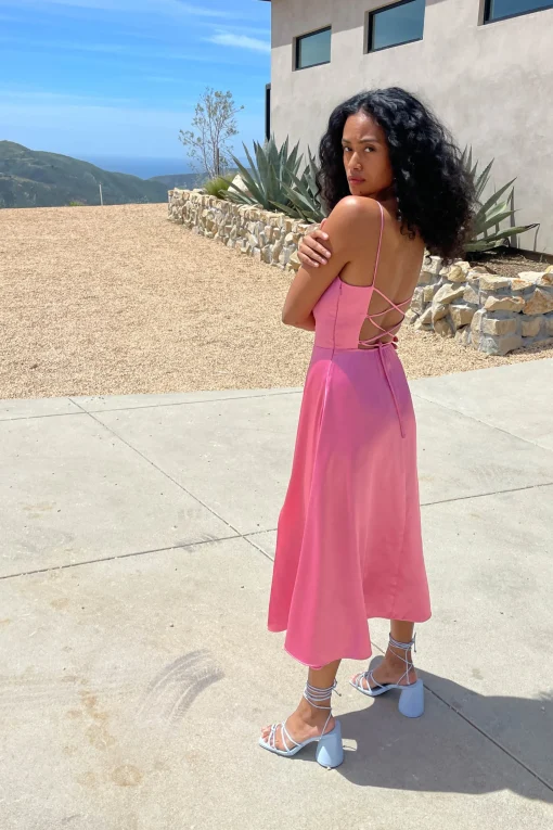 SQUARE NECK OPEN BACK DRESS