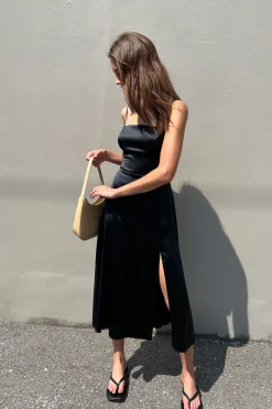 SQUARE NECK OPEN BACK DRESS