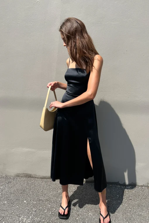 SQUARE NECK OPEN BACK DRESS
