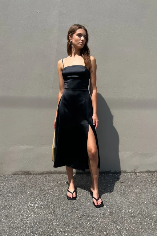 SQUARE NECK OPEN BACK DRESS
