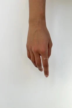 STERLING SILVER BEADED RING WITH STONE