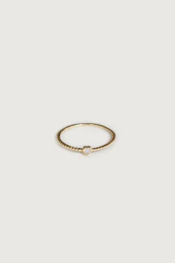 STERLING SILVER BEADED RING WITH STONE
