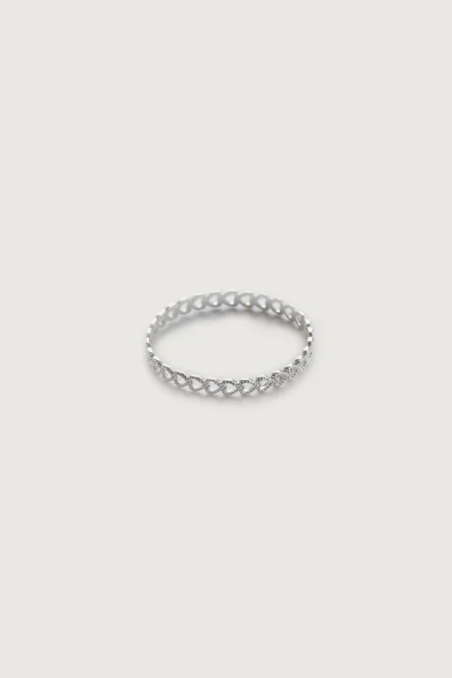 STERLING SILVER HEART CHAIN RING