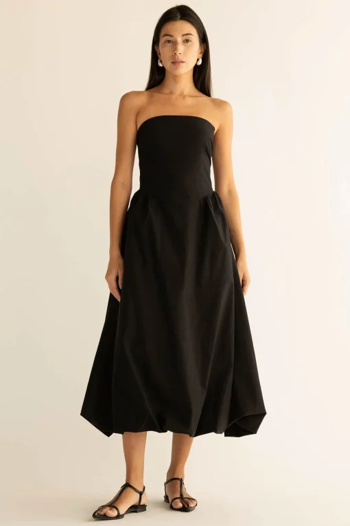 STRAPLESS BUBBLE HEM DRESS