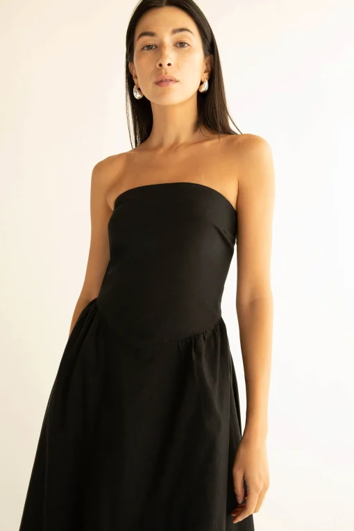 STRAPLESS BUBBLE HEM DRESS
