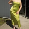 STRAPLESS SATIN DRESS