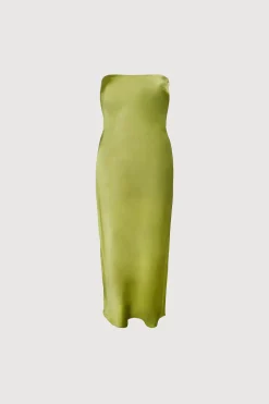 STRAPLESS SATIN DRESS