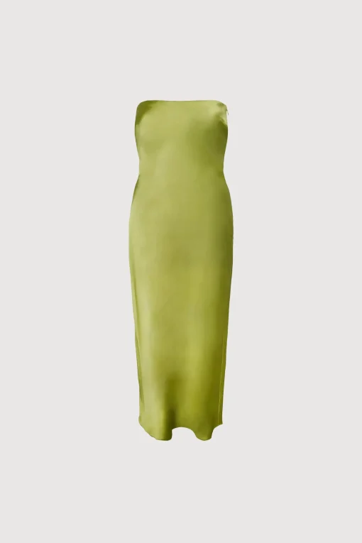 STRAPLESS SATIN DRESS