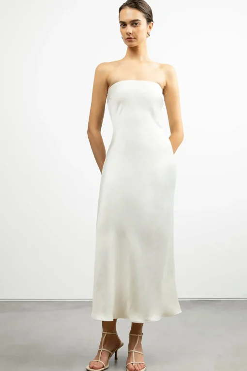 STRAPLESS SATIN DRESS