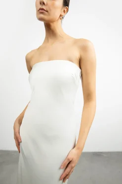 STRAPLESS SATIN DRESS