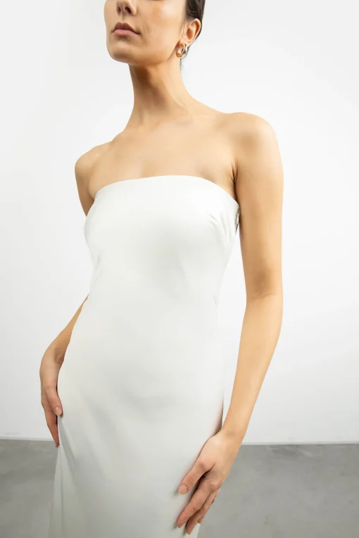 STRAPLESS SATIN DRESS