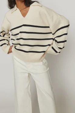 STRIPED COLLARED SWEATER